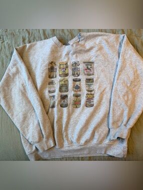 Gray Graphic Crewneck Sweatshirt - Pickle Jar Print